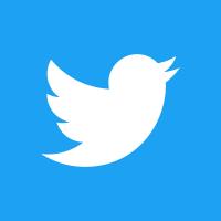 Logo Twitter bianco su blu